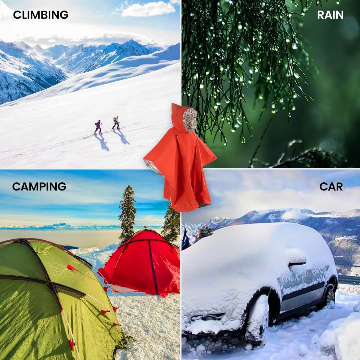 Hero Prepared Survival Tool Poncho for Camping, Heat Insulation