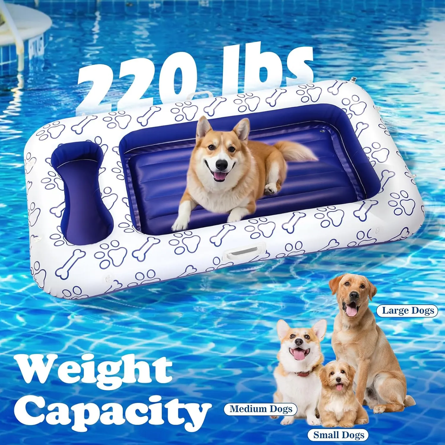 HeySplash Dog Floats for Pool, Inflatable Pool Floats for Small, Medium and Large Dogs, Pet Pool Float Built-in Area for Snacks and Toys, Dog Float for Outdoor Lake Pool Pet Water Park, Travel