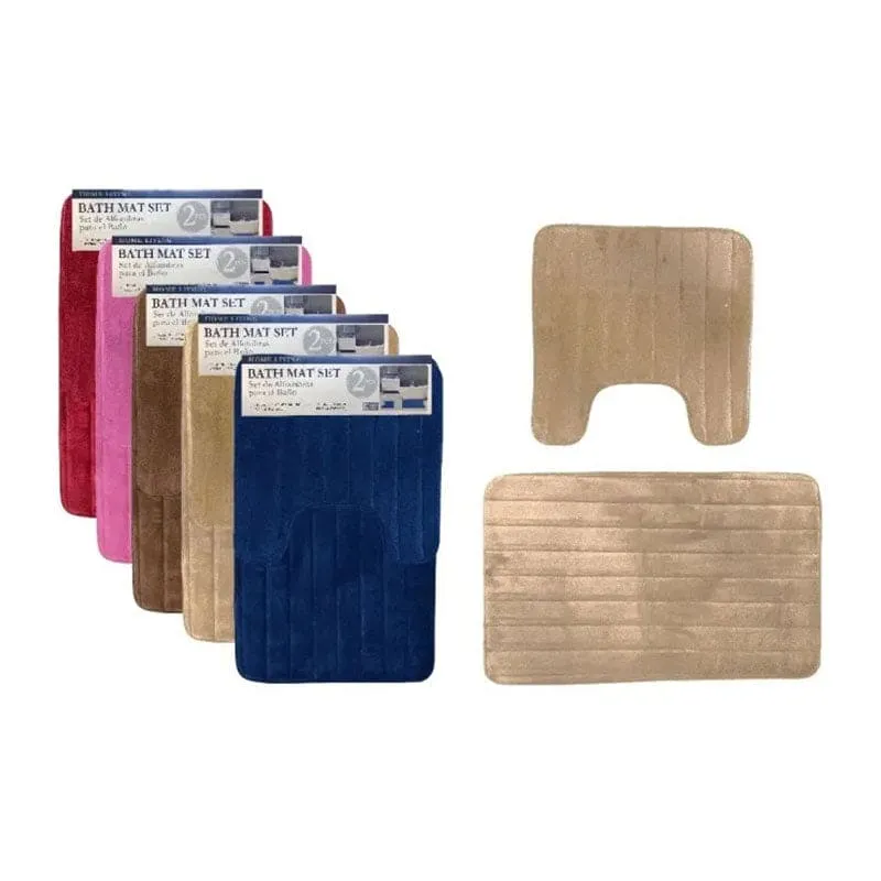 Home Living 2-Piece Foam Bath Mat Set - is comfortable and lends a classic understated touch to your bath coordinates collection. Step out of your tub and into luxury with the 2 Piece Home Living foam bathmat set - 7450014155693