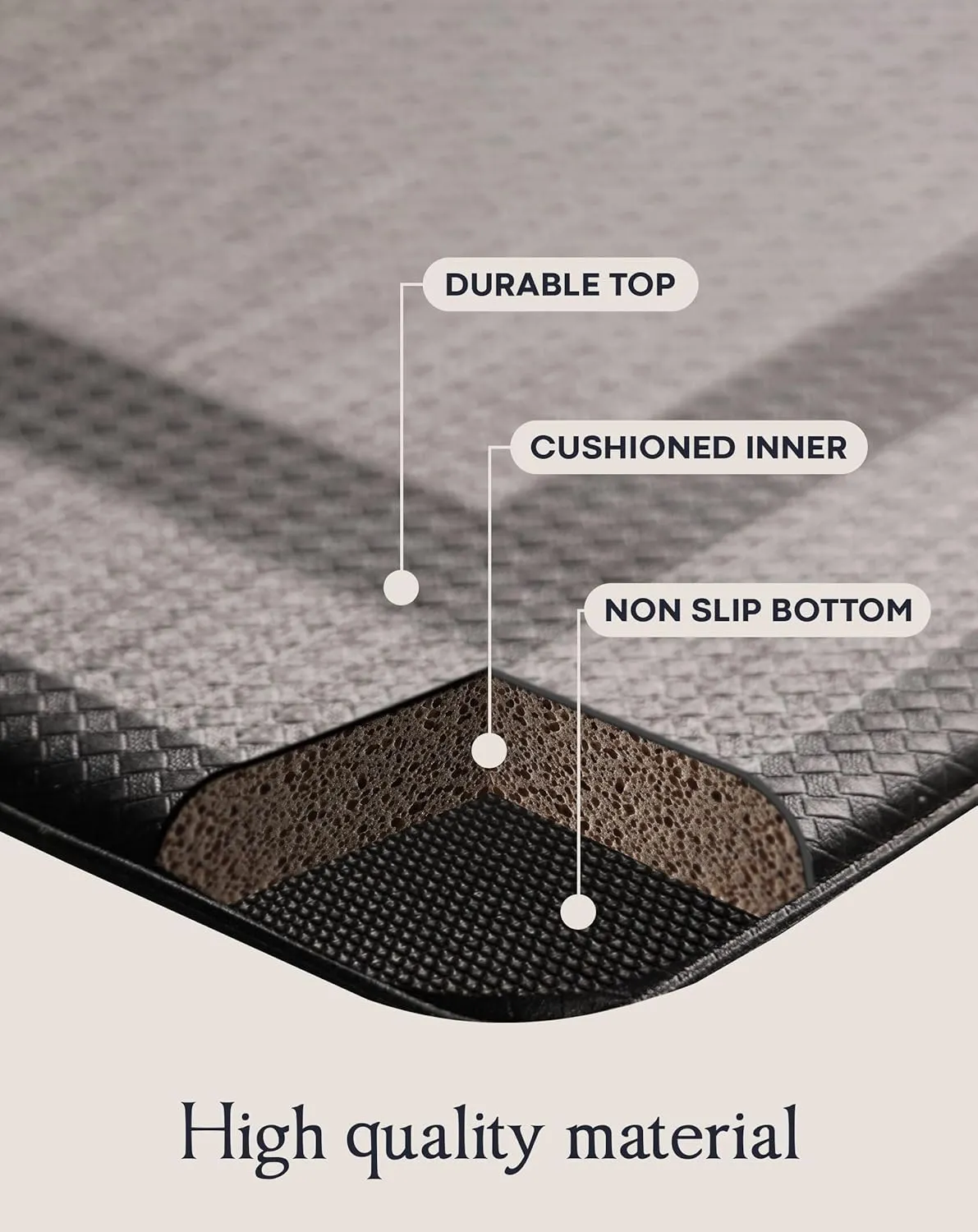 Homergy Anti Fatigue Kitchen Mats for Floor 2 PCS, Memory Foam Cushioned Rugs, Comfort Standing Desk Mats for Office, Home, Laundry Room, Waterproof & Ergonomic, 17.3×30.3 & 17.3×59, Fabric Black