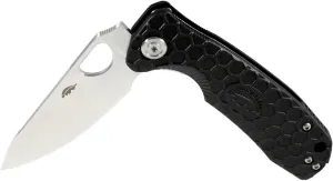 Honey Badger Medium Leaf Black Pocket Knife - 3.19" Blade Fiberglass-Reinforced Nylon Handle Ambidextrous Clip 2.9oz