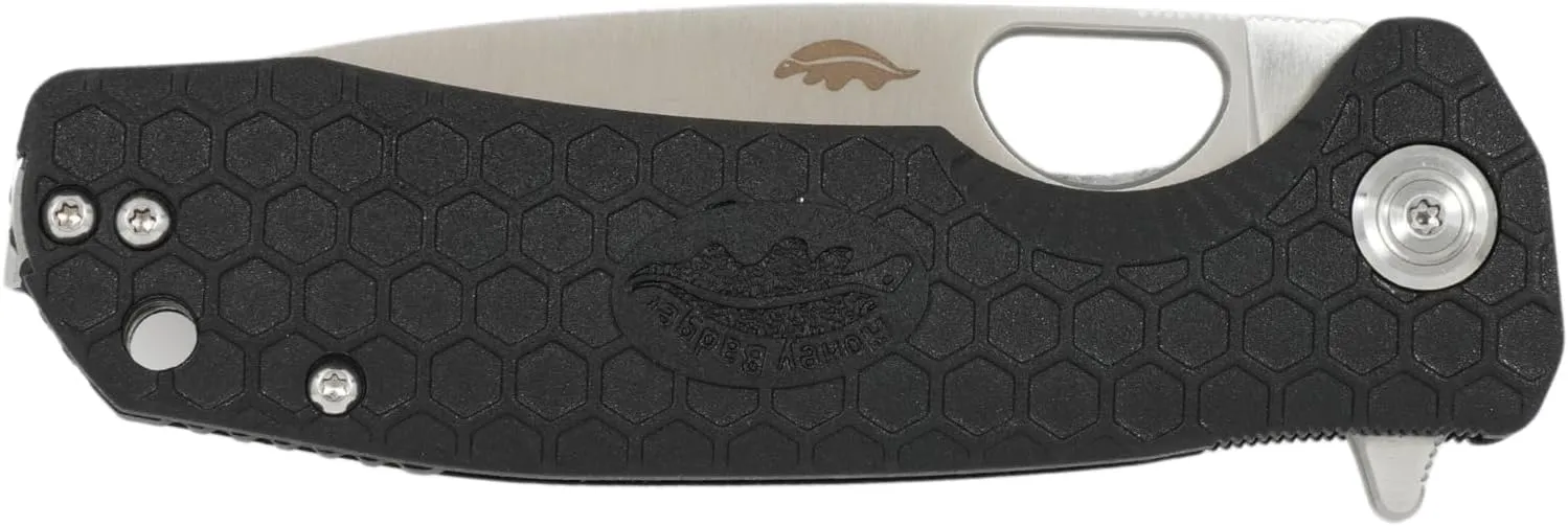 Honey Badger Small Pocket Knife EDC Drop Point Folding Utility Knife 2.8" Steel Blade Reversible Pocket Clip - (2.6oz) Drop Point D2 Small Black HB1026