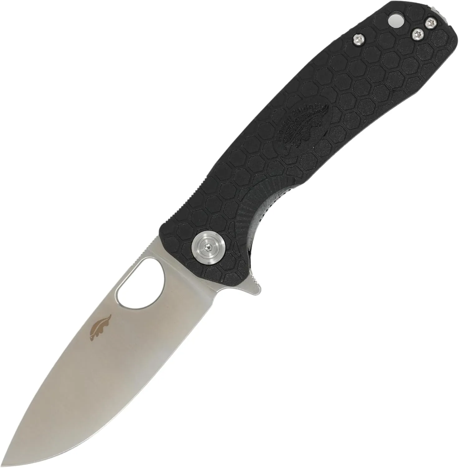 Honey Badger Small Pocket Knife EDC Drop Point Folding Utility Knife 2.8" Steel Blade Reversible Pocket Clip - (2.6oz) Drop Point D2 Small Black HB1026