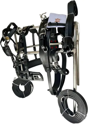 Horse Harness Made of Leather with a Black browband and Chain Design (Pony)