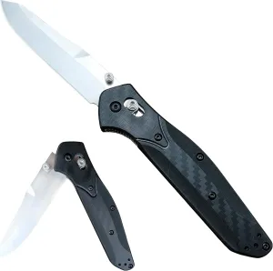 HUAAO Axis Lock Knife, EDC Folding Pocket Knives, 3.3 inch Satin Plain Edge Reverse Tanto Blade, Black Grivory Fiberglass Lightweight Handle with Belt Clip, for Outdoors, Camping