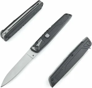 HUAAO Push Button Knife，Assisted Opening Pocket Knife，With nylon sheath EDC Folding Pocket knives For Men，For camping, fishing, hiking