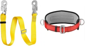 Hunting Safety Belt with Adjustable Lanyard, Safety Climbing Belt with Waist Pad and 2 D Rings, Safety Belt Kit Personal Portable Protective Equipment