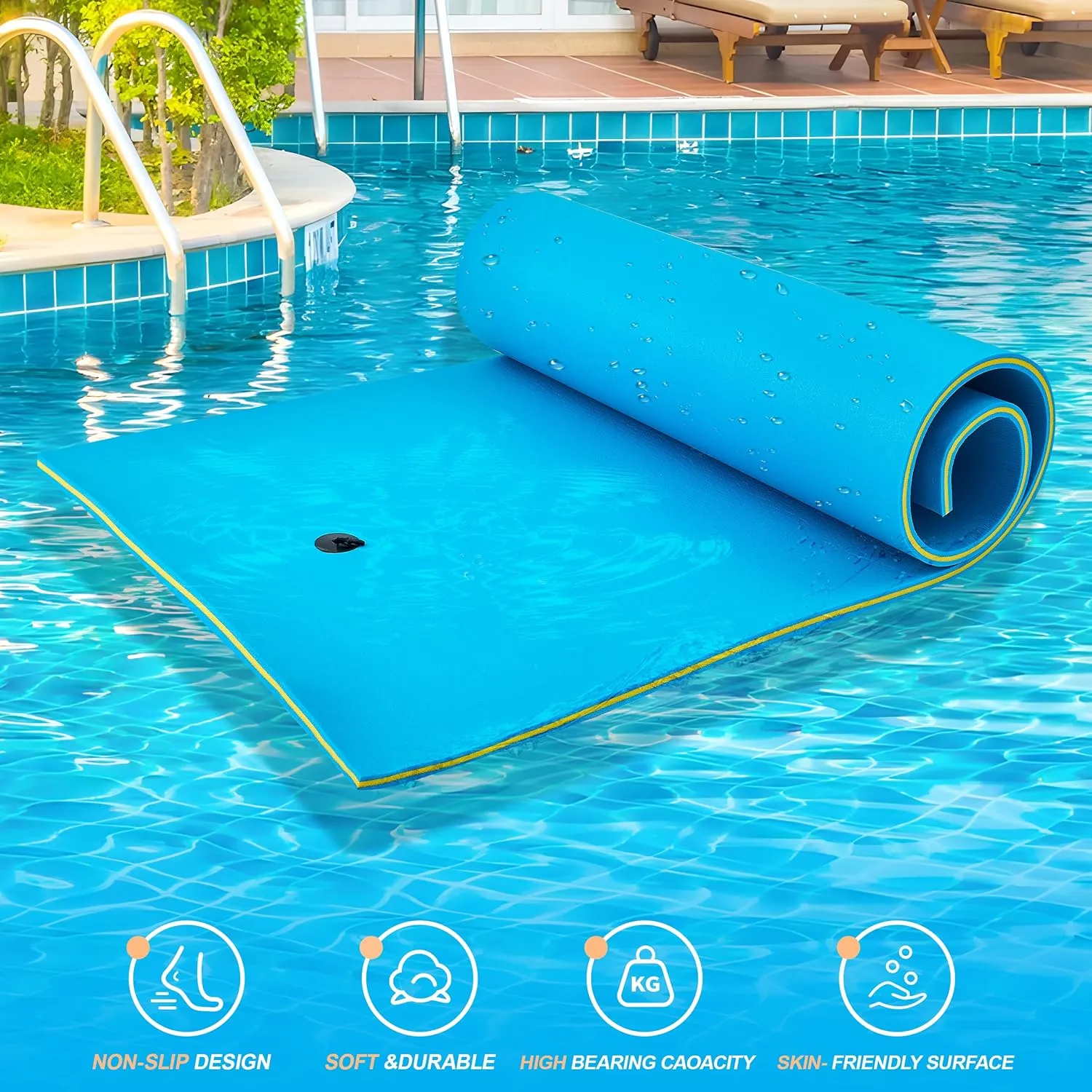 Hutean 9'/11'5"/18' Lily Pad Floating Mat for Lake, Foam Floating Water Pad, Tear-Resistant XPE Foam, Pads Recreation Pool, Beach, Ocean, Lake Mats for Floating