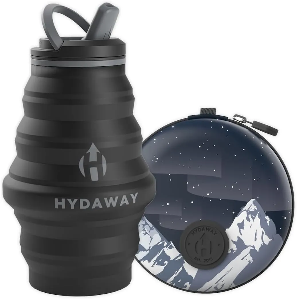HYDAWAY Hydration Travel Pack - 17oz Collapsible Water Bottle with Flip-Top Lid and Protective Travel Case - BPA-Free, Leak-Resistant, and TSA-Friendly for Commuting, Hiking, and Travel