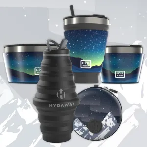 HYDAWAY Ultimate Outdoor Explorer Kit - Collapsible 25oz Water Bottle, 16oz Insulated Tumbler, 1-Quart and 1.5-Cup Insulated Bowls, and Protective Case - Reusable, BPA-Free Camping and Travel Set