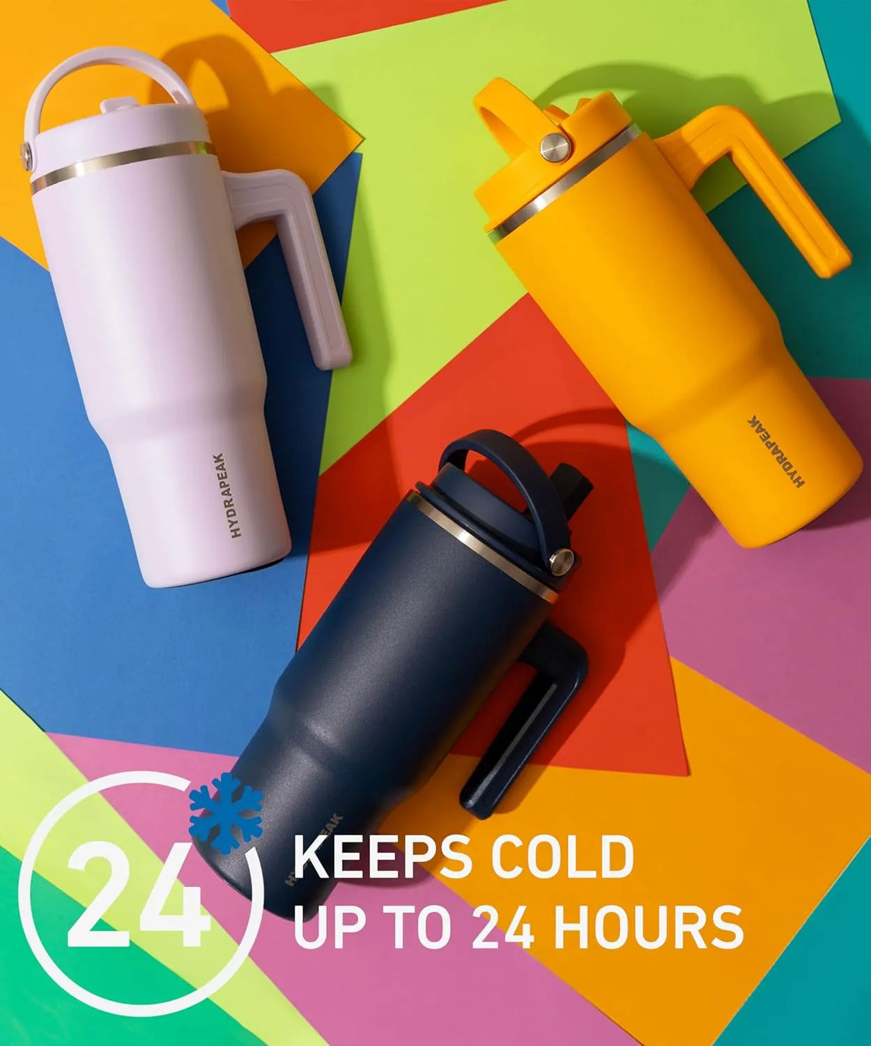 Hydrapeak Kids Voyager 18 oz Tumbler with Handle and Flip-Up Straw Lid | Spill Proof and Leak Resistant | Reusable Stainless Steel Water Bottle | Gift for Kids Boys Girls | Canary