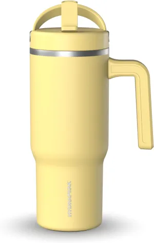 Hydrapeak Kids Voyager 18 oz Tumbler with Handle and Flip-Up Straw Lid | Spill Proof and Leak Resistant | Reusable Stainless Steel Water Bottle | Gift for Kids Boys Girls | Canary