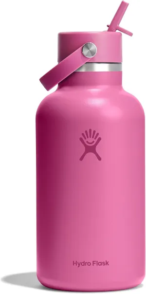 Hydro Flask Water Bottle - Insulated Stainless Steel - Wide Straw Lid, Non Spill, Leakproof in 64 Oz Reef Pink