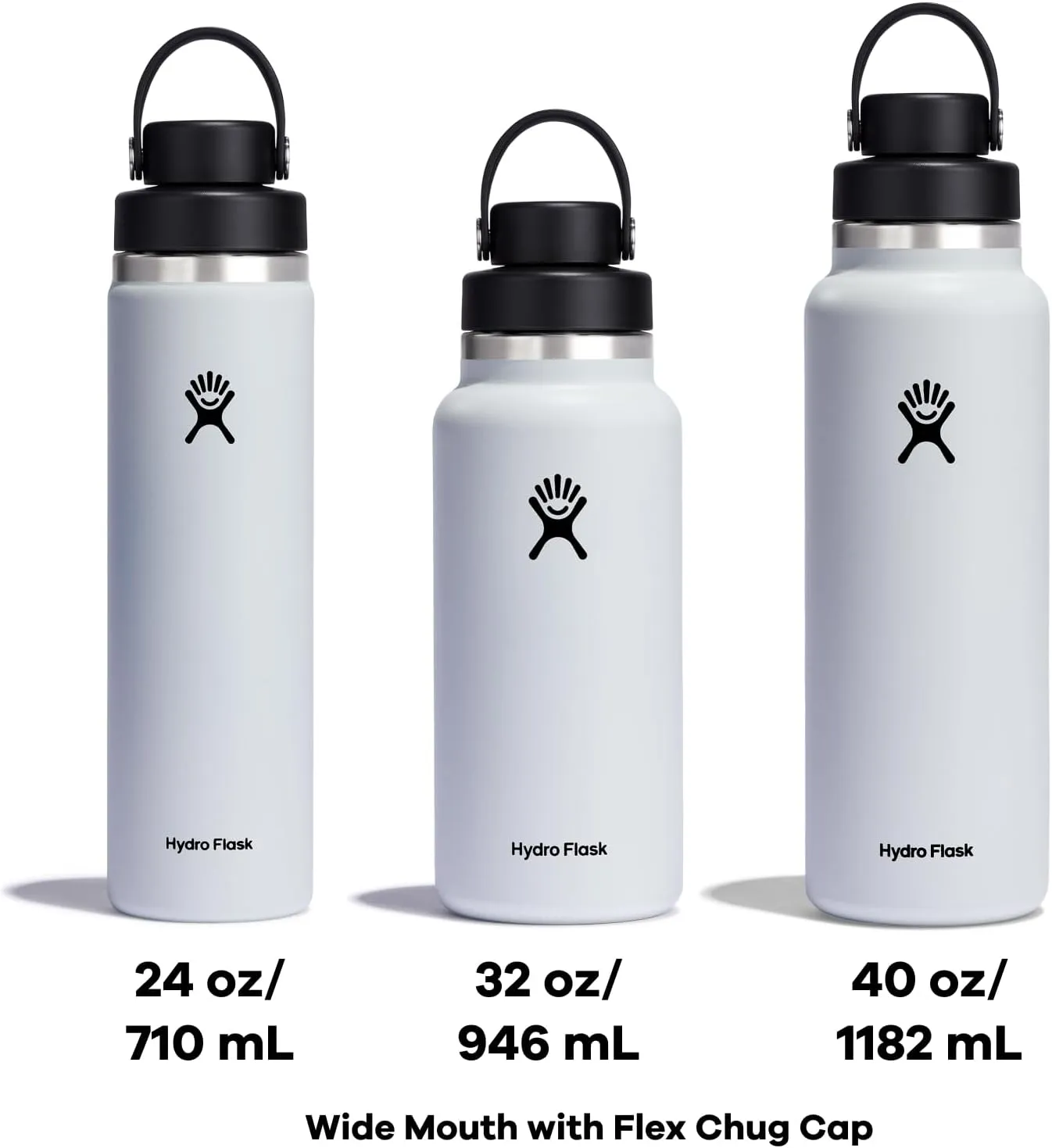 HYDRO FLASK Wide Mouth Chug Cap vacuum insulated stainless steel water bottle with leakproof closeable lid for cold water drinks, sports, travel, car and school
