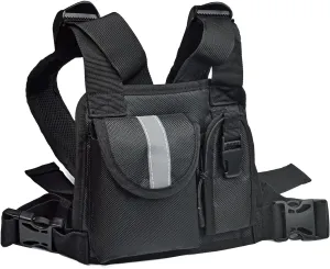 HYS Universal Walkie Talkie Radio Chest Harness Shoulder Radio Holster Chest Pack with Adjustable Radio Holster Pouch Holds for MOTOROLA GP88S GP328 MT500 MT1000 MTS2000 Icom Radio