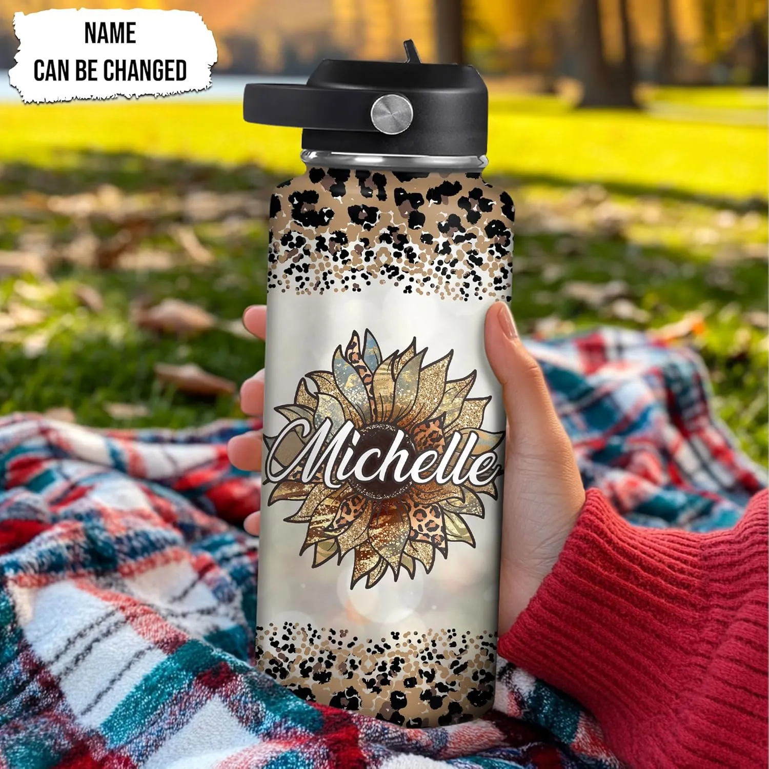 Hyturtle Personalized Gifts For Sunflower Lover - Sometimes You Forget You're Awesome Custom Name Stainless Steel Water Bottle 12oz 18oz 32oz With Straw Lid - Idea Floral Lover Gifts For Women Girl