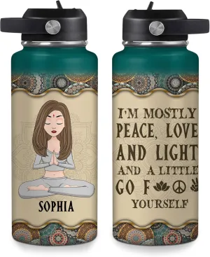 Hyturtle Personalized Yoga Water Bottle - Custom Name Insulated Stainless Steel Bottle with Leak-Proof Lid 18oz 32oz - Yoga Teacher for Women Girls Lovers - Birthday & Christmas Gift