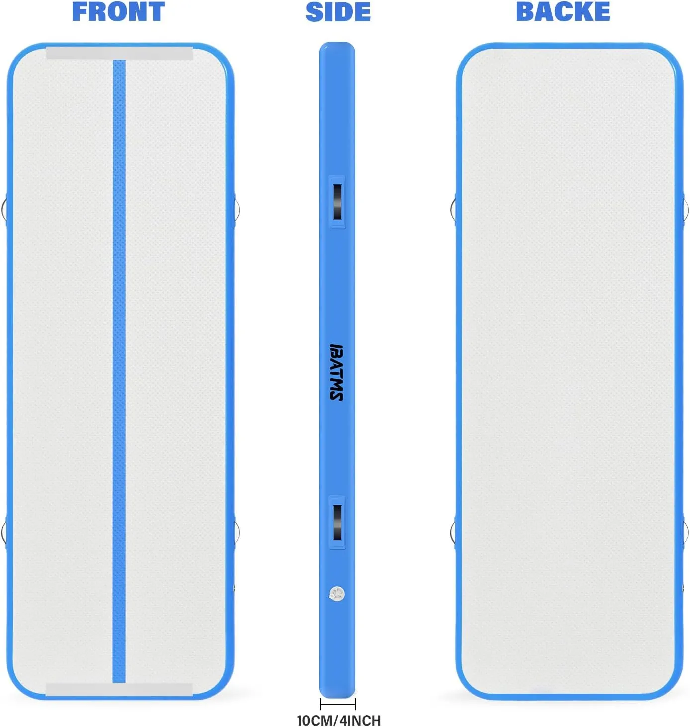 IBATMS Air Tumbling Mat, 6ft/10ft/13ft/16ft/20ft Inflatable Gymnastics Air Mat 4inch/8inch for Gymnastics Training/Home Use/Cheerleading/Yoga/Water with Pump