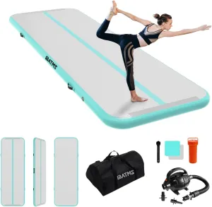 IBATMS Air Tumbling Mat, 6ft/10ft/13ft/16ft/20ft Inflatable Gymnastics Air Mat 4inch/8inch for Gymnastics Training/Home Use/Cheerleading/Yoga/Water with Pump