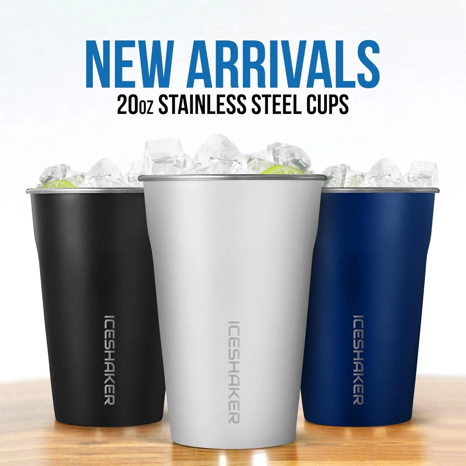 Ice Shaker Insulated Stainless Steel Shaker Bottle | 26oz, Navy/Mint | Cold for 30  Hours | Insulated Cup with Twist-on Agitator | Odor-Free Bottle for Protein Shakes, Water, Smoothies, Cocktails