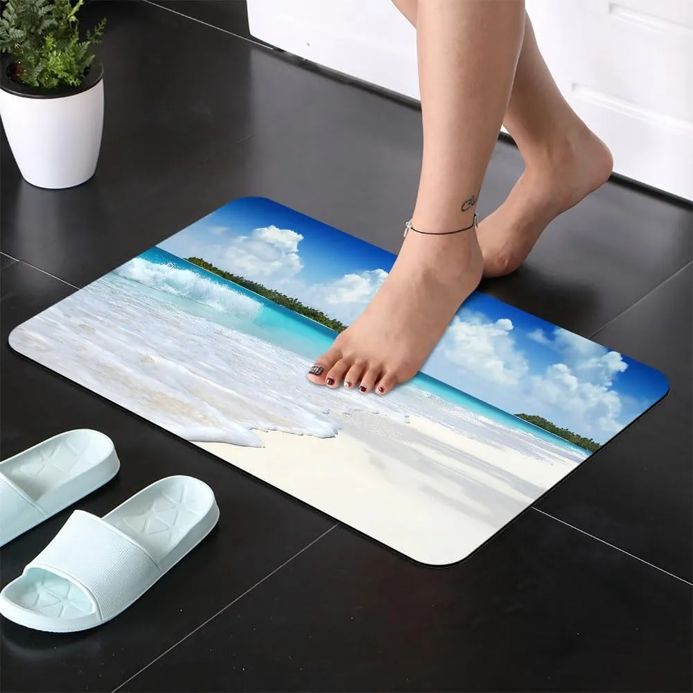 IMAYONDIA Diatomaceous Earth Bath Mat,Beach Soft Wrinkle Free Bathroom Floor Rugs Non-Slip Volume Super Absorbent Fast Drying for Bathroom Kitchen Door mat,Eco-Friendly Easy to Clean（43cmx70cm）