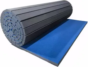 Indoor Gymnastics Track Exercise Mat - Grippy Carpet Top, Sturdy Foam for MMA, Cheerleading, Fitness - Easy Roll Out Design