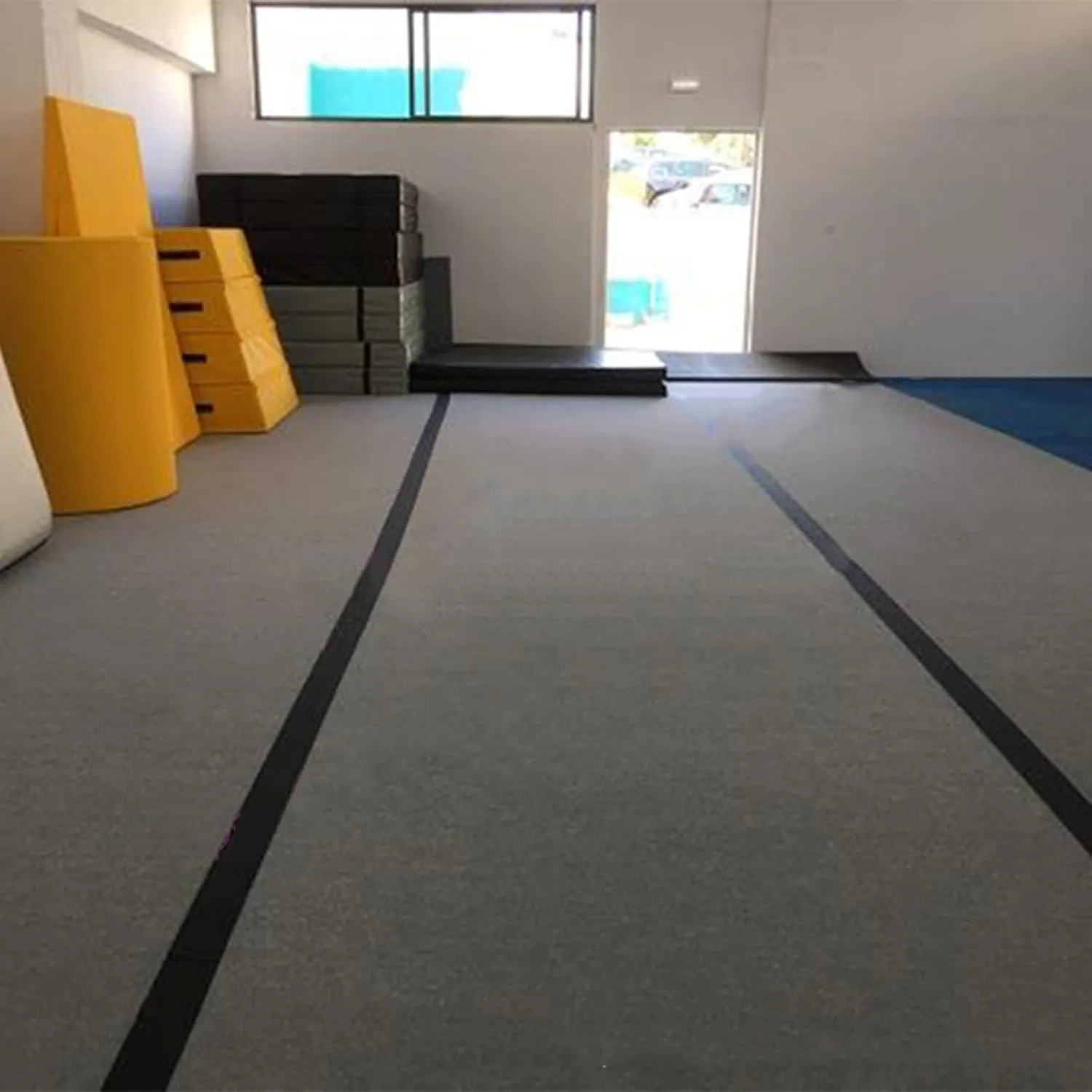 Indoor Gymnastics Track Exercise Mat - Grippy Carpet Top, Sturdy Foam for MMA, Cheerleading, Fitness - Roll Out Design for Easy Setup