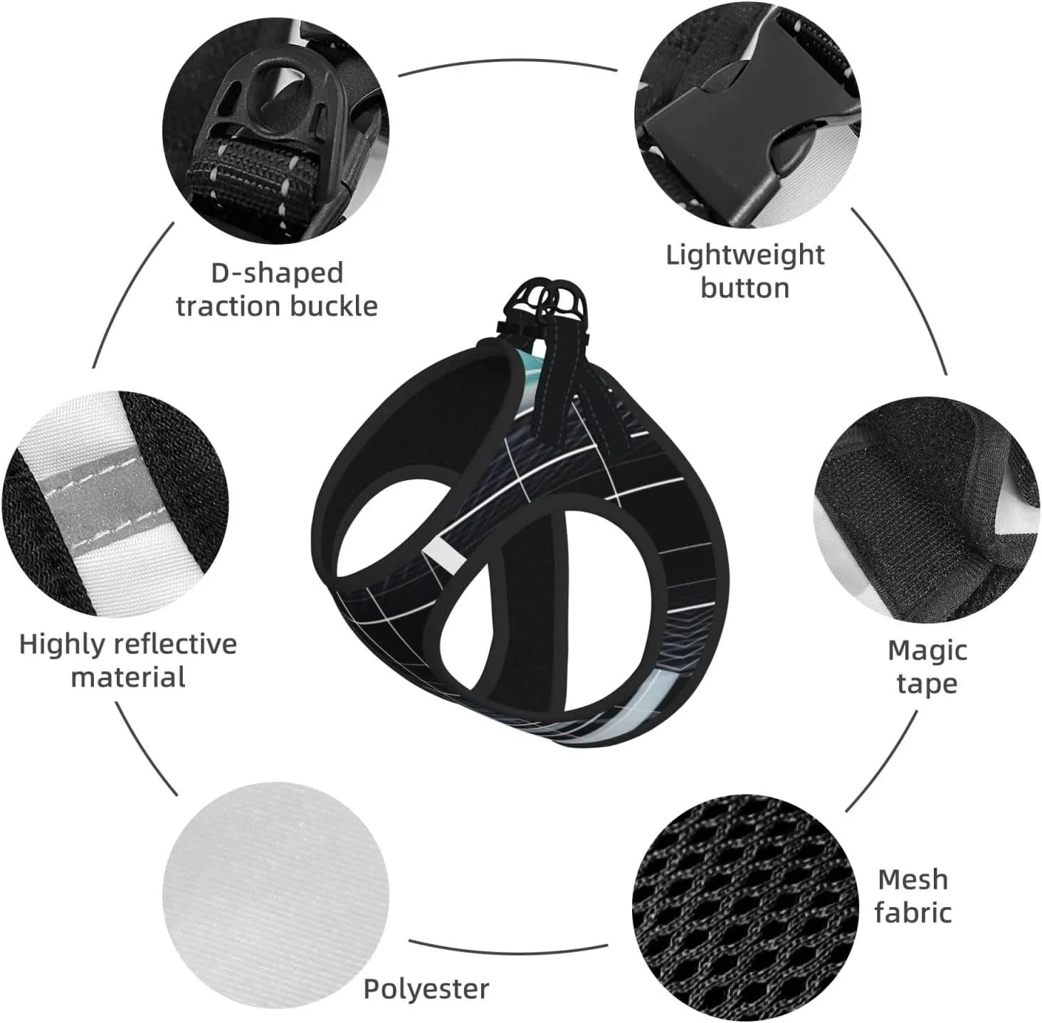 Infinite Mirror Pet Vest Small Size Dog Harness and Leash Set for Training, Reflective & Adjustable with Accessories Medium