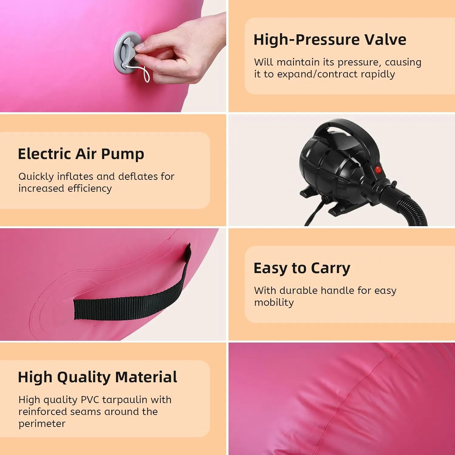 Inflatable Air Barrel Gymnastics Roller Tumbling Mat,Tumble Track Backhandspring Mat Gymnastic Equipment For Home Use, Gym Training, Yoga Balance Exercise with Electric Pump