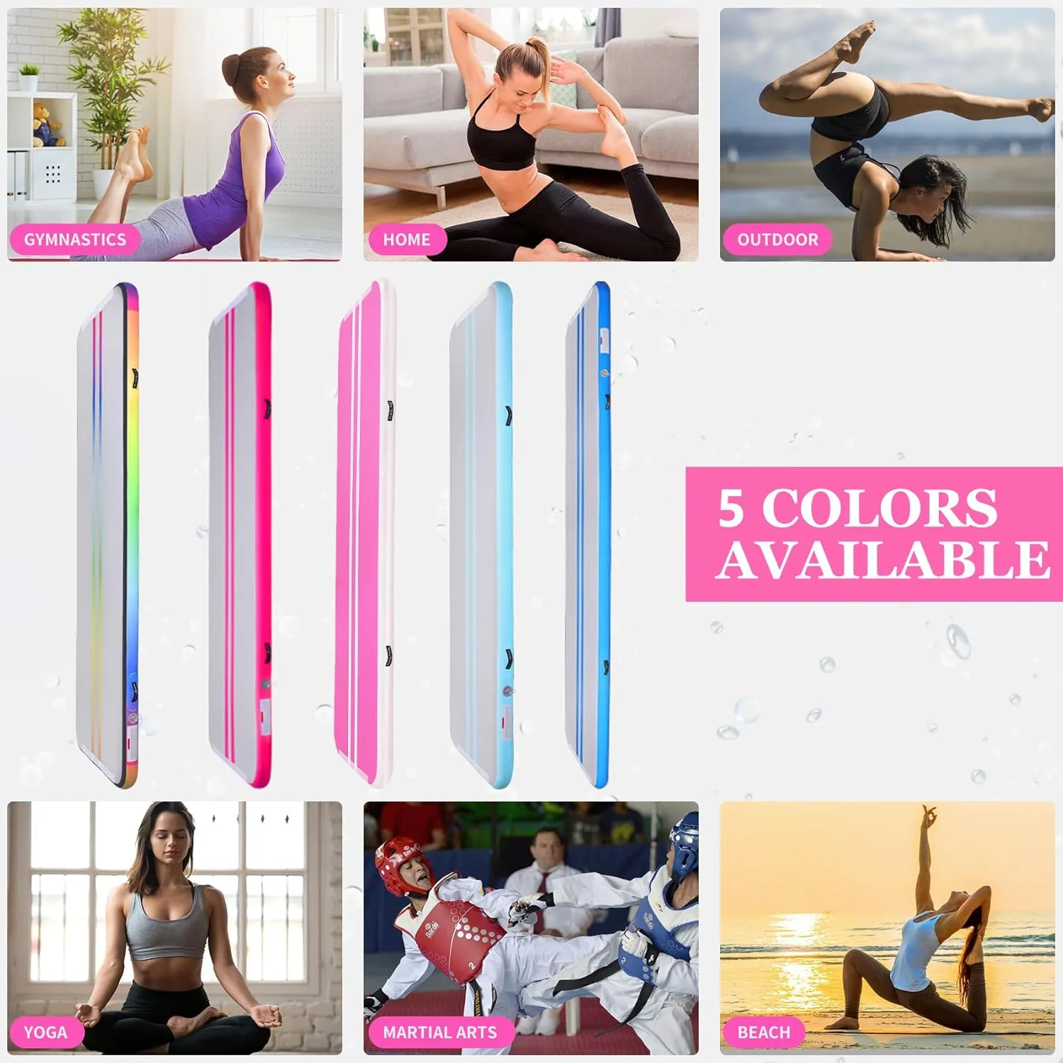 Inflatable Air Gymnastics Mat 10ft/13ft/16ft Tumbling Mats Training Mat Tumble Track Mats with Electric Air Pump for Home/Gym/Cheerleading/Beach/Outdoor Exercise (4 inches Thick)