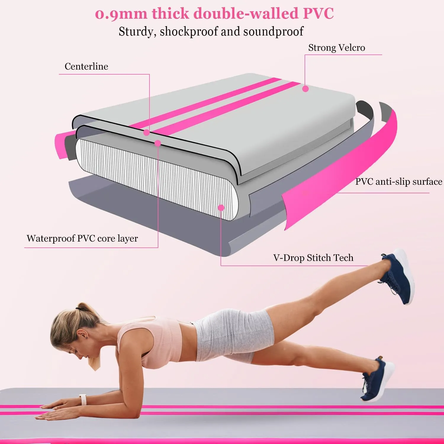 Inflatable Air Gymnastics Mat 10ft/13ft/16ft Tumbling Mats Training Mat Tumble Track Mats with Electric Air Pump for Home/Gym/Cheerleading/Beach/Outdoor Exercise (4 inches Thick)