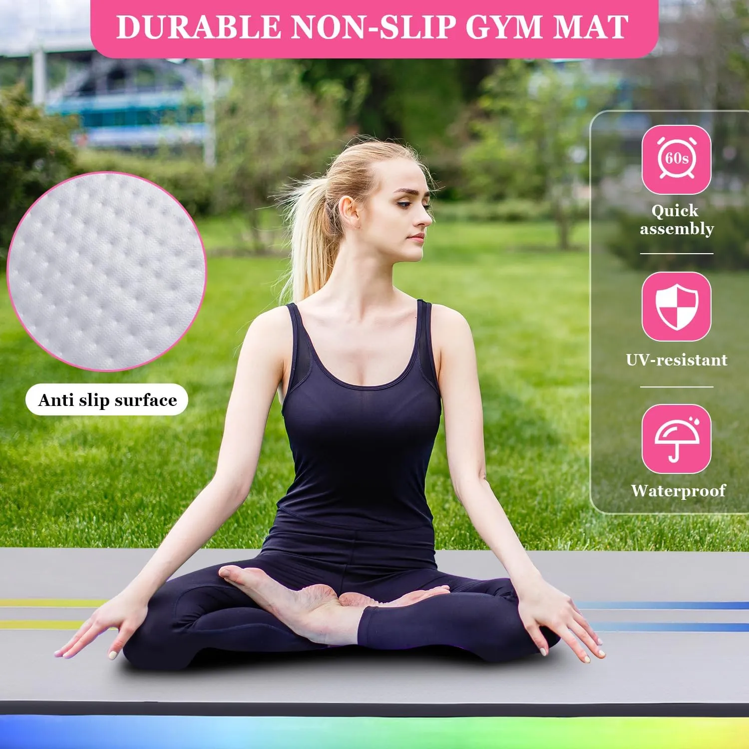 Inflatable Air Gymnastics Mat 10ft/13ft/16ft Tumbling Mats Training Mat Tumble Track Mats with Electric Air Pump for Home/Gym/Cheerleading/Beach/Outdoor Exercise (4 inches Thick)