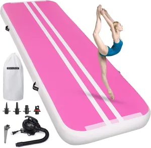 Inflatable Air Gymnastics Mat 10ft/13ft/16ft Tumbling Mats Training Mat Tumble Track Mats with Electric Air Pump for Home/Gym/Cheerleading/Beach/Outdoor Exercise (4 inches Thick)