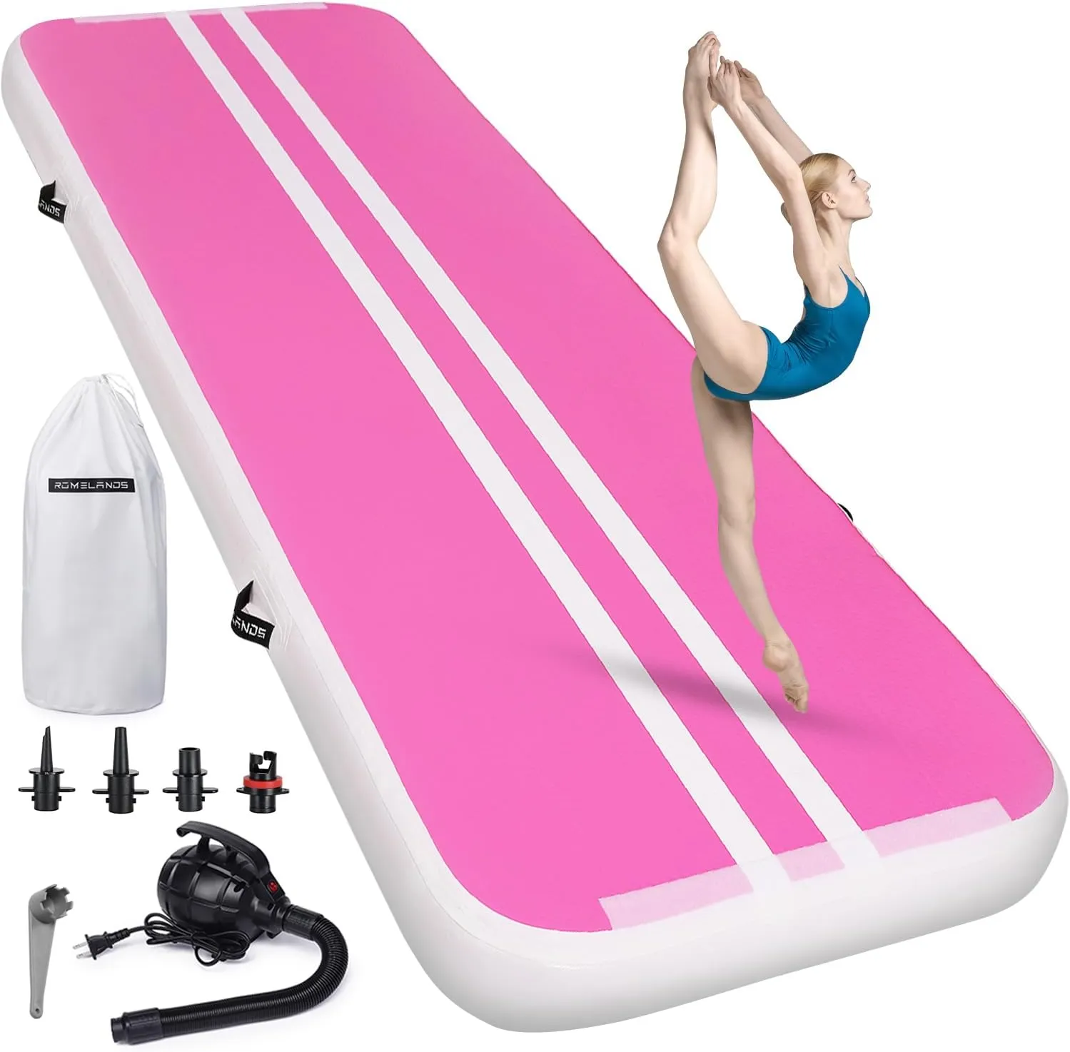 Inflatable Air Gymnastics Mat 10ft/13ft/16ft Tumbling Mats Training Mat Tumble Track Mats with Electric Air Pump for Home/Gym/Cheerleading/Beach/Outdoor Exercise (4 inches Thick)