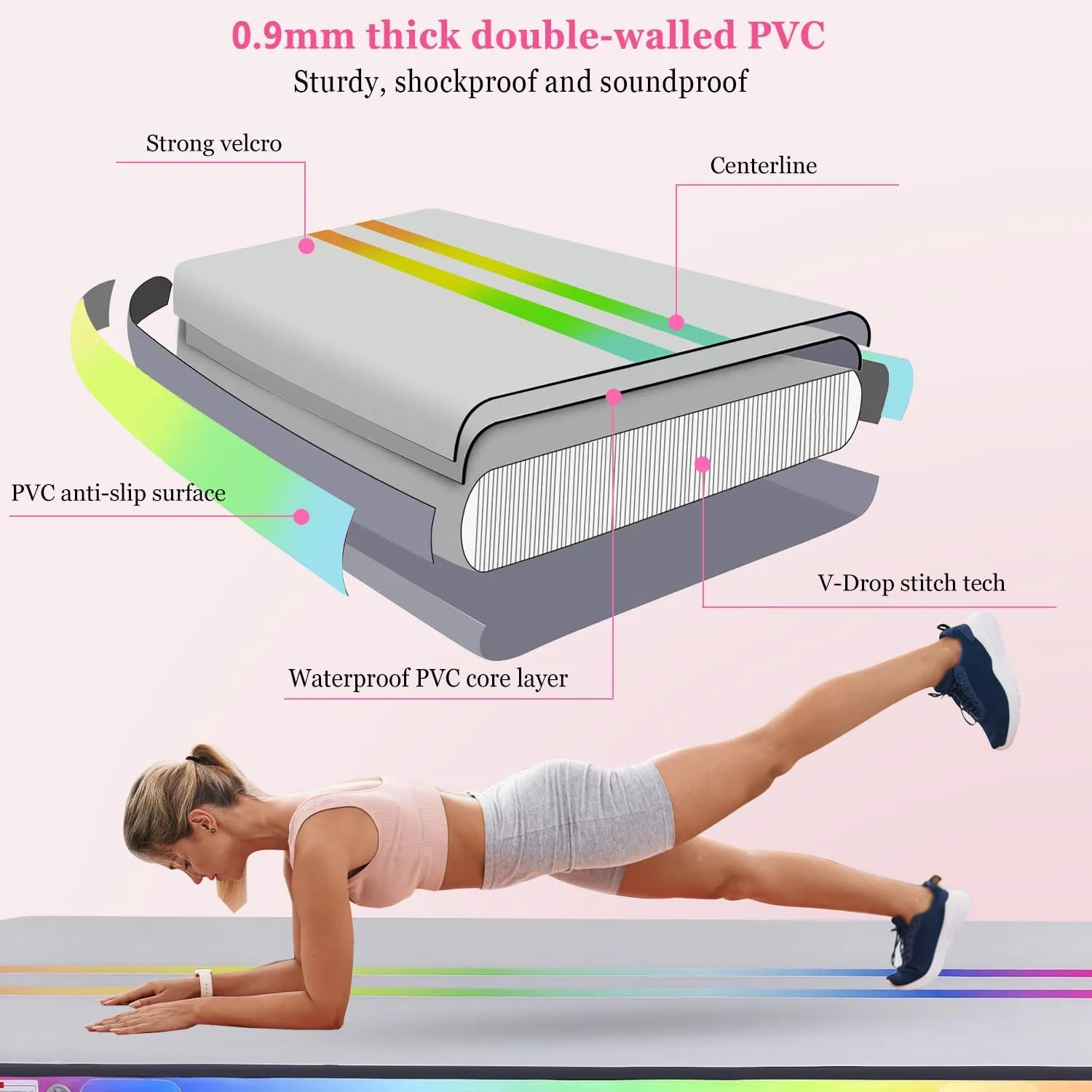 Inflatable Air Gymnastics Mat 10ft/13ft/16ft Tumbling Mats Training Mat Tumble Track Mats with Electric Air Pump for Home/Gym/Cheerleading/Beach/Outdoor Exercise (4 inches Thick)