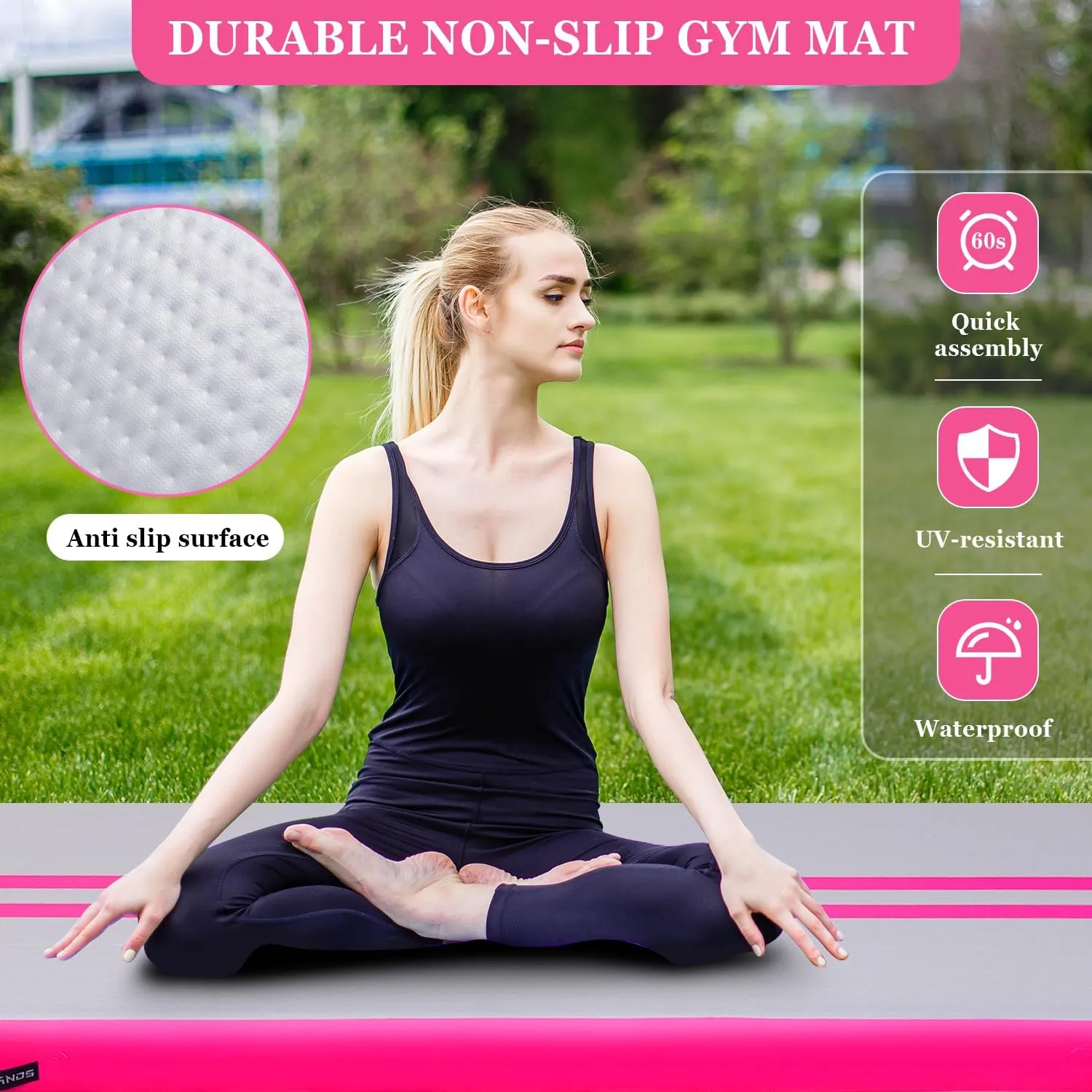 Inflatable Air Gymnastics Mat 10ft/13ft/16ft Tumbling Mats Training Mat Tumble Track Mats with Electric Air Pump for Home/Gym/Cheerleading/Beach/Outdoor Exercise (4 inches Thick)