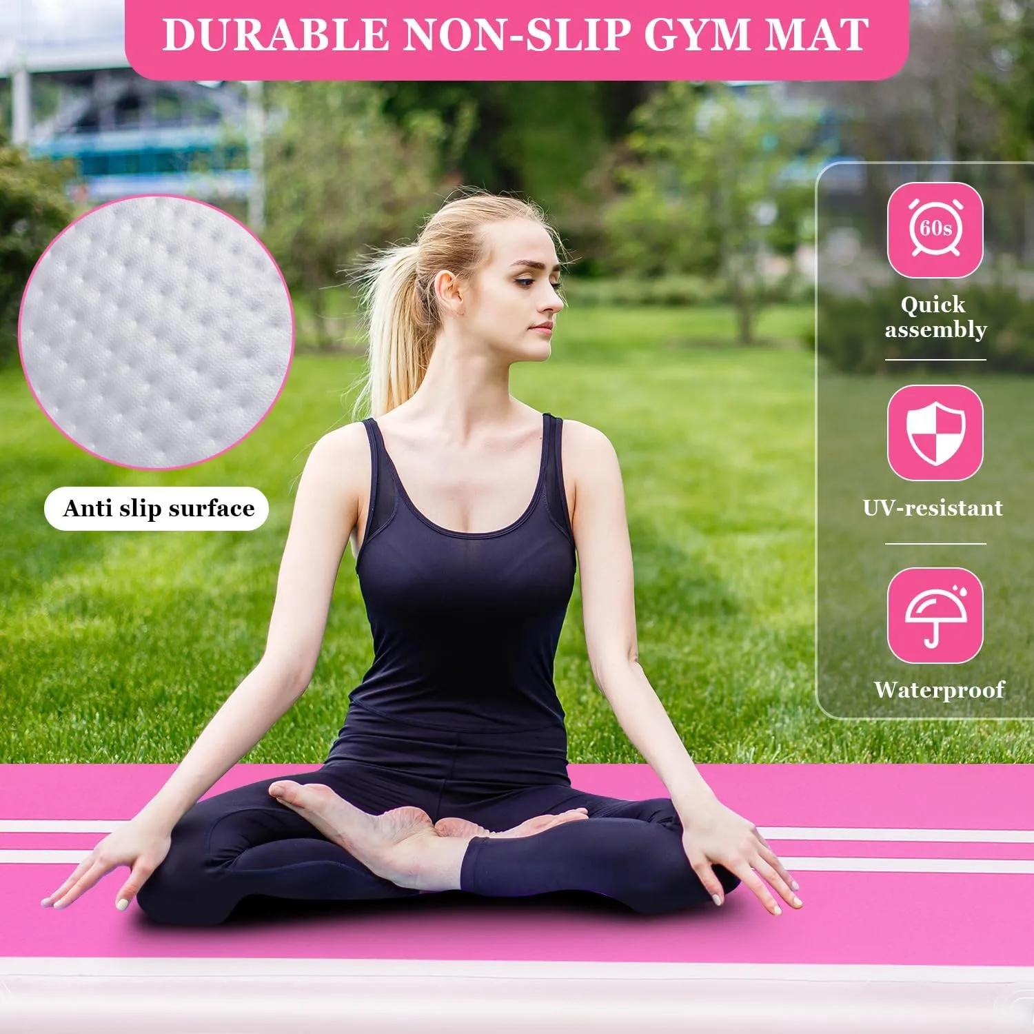 Inflatable Air Gymnastics Mat 10ft/13ft/16ft Tumbling Mats Training Mat Tumble Track Mats with Electric Air Pump for Home/Gym/Cheerleading/Beach/Outdoor Exercise (4 inches Thick)