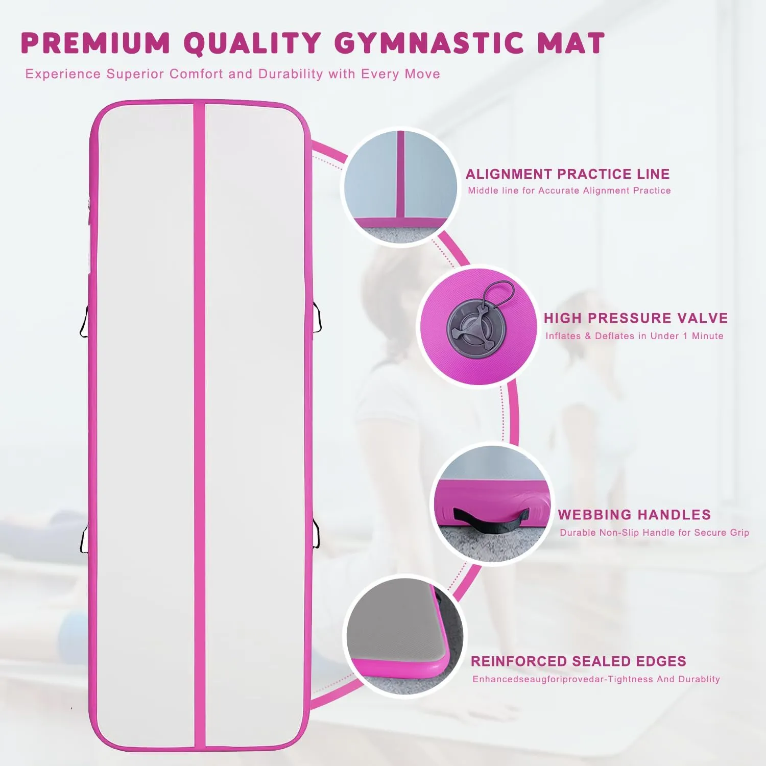 Inflatable Air Gymnastics Mat Training mat Thick tumbling mat with Electric Pump for Home/Gym/Outdoor