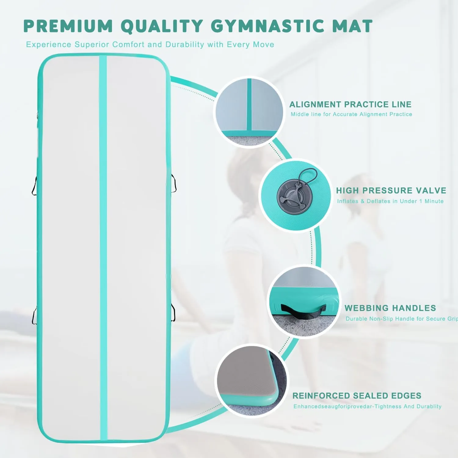 Inflatable Air Gymnastics Mat Training mat Thick tumbling mat with Electric Pump for Home/Gym/Outdoor