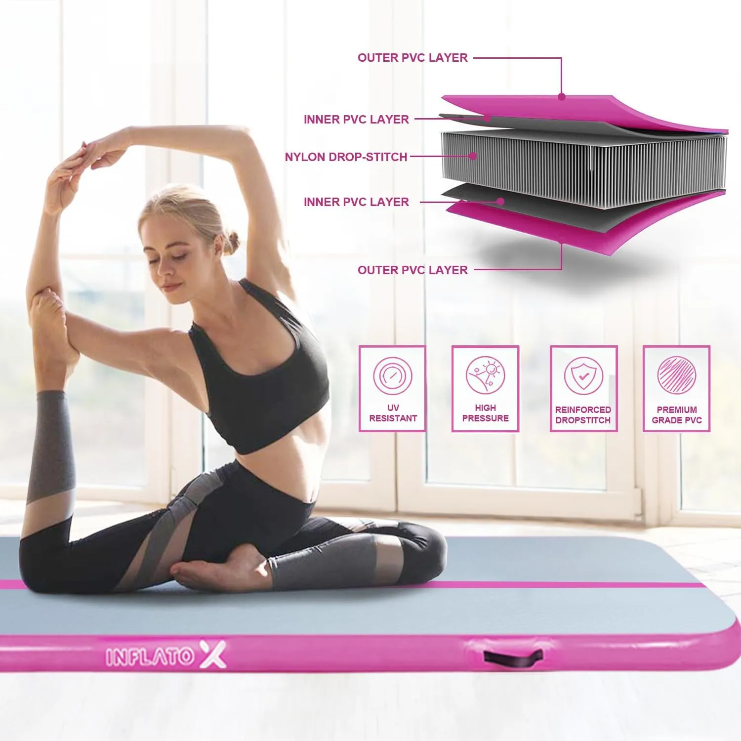 Inflatable Air Gymnastics Mat Training mat Thick tumbling mat with Electric Pump for Home/Gym/Outdoor