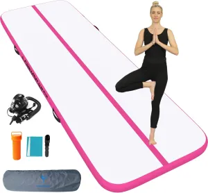 Inflatable Air Gymnastics Mat Training Mats 4 inches Thickness Gymnastics Tracks for Home Use/Training/Cheerleading/Yoga/Water with Pump