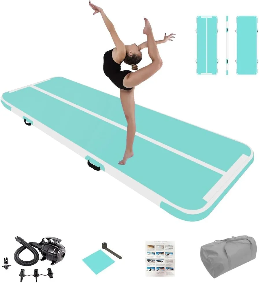Inflatable Air Gymnastics Mat Training Mats 4 inches Thickness Inflatable Gymnastics Tracks With Pump For Home Use/Training/Cheerleading/Yoga/Water
