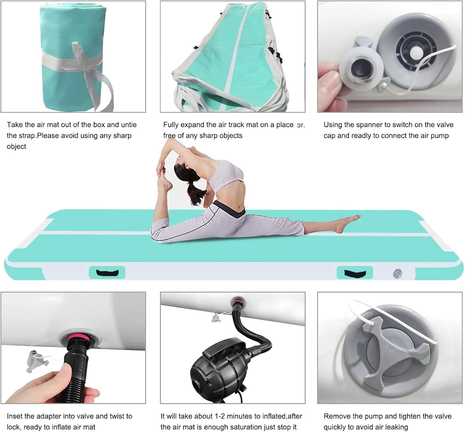 Inflatable Air Gymnastics Mat Training Mats 4 inches Thickness Inflatable Gymnastics Tracks With Pump For Home Use/Training/Cheerleading/Yoga/Water