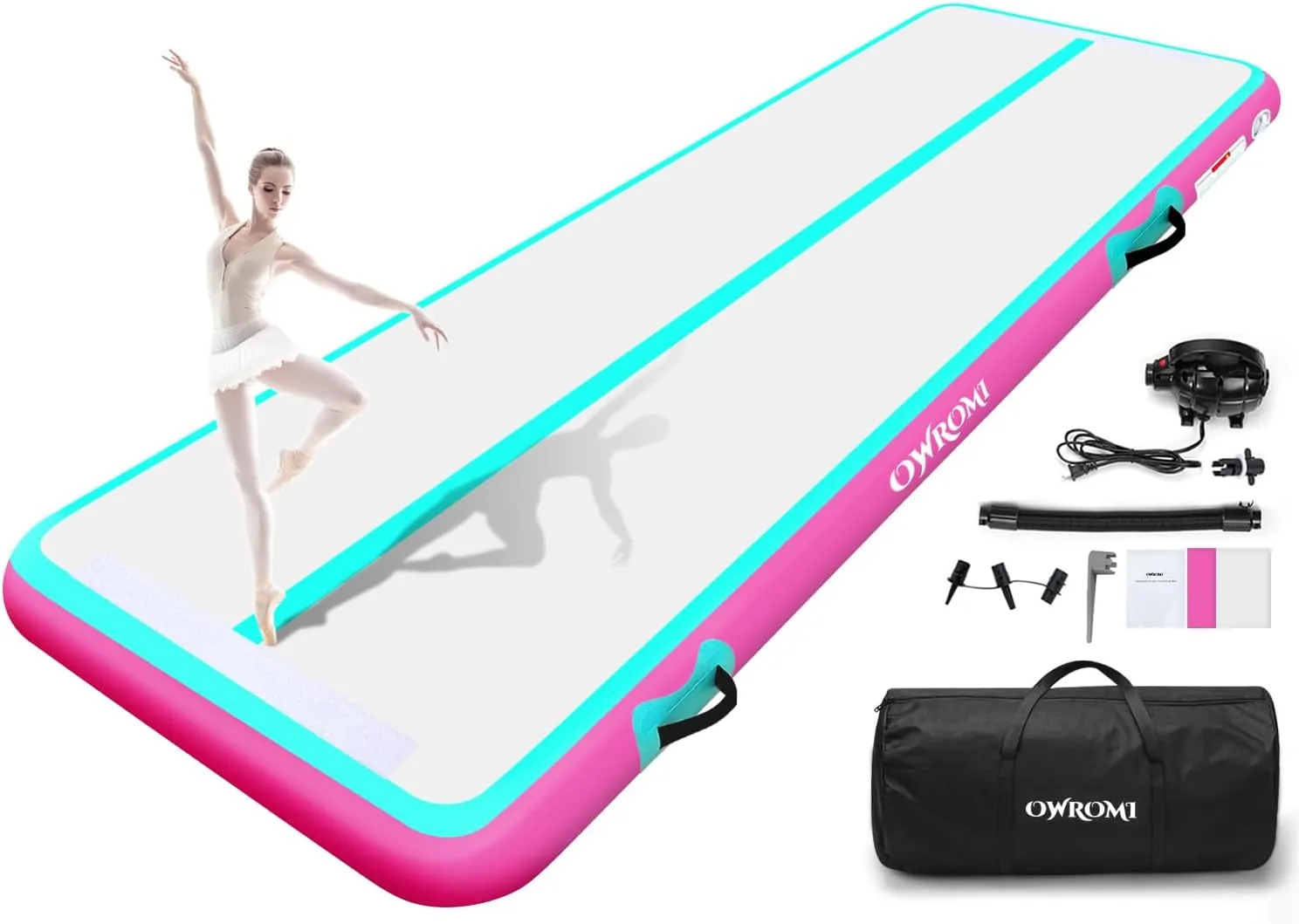 Inflatable Air Gymnastics Mats for Tumbling, 10ft/13ft/16ft/20ft Tumble Track Tumbling Mats for Kids, 4/8 Inches Thick Training Mat with Electric Pump Gymnastics Equipment for Kids Mat