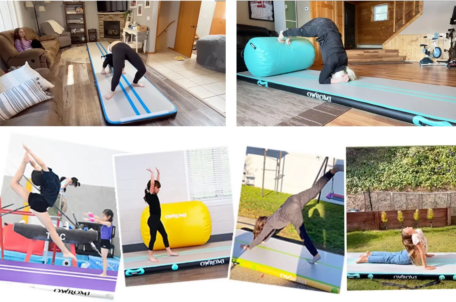 Inflatable Air Gymnastics Mats for Tumbling, 10ft/13ft/16ft/20ft Tumble Track Tumbling Mats for Kids, 4/8 Inches Thick Training Mat with Electric Pump Gymnastics Equipment for Kids Mat