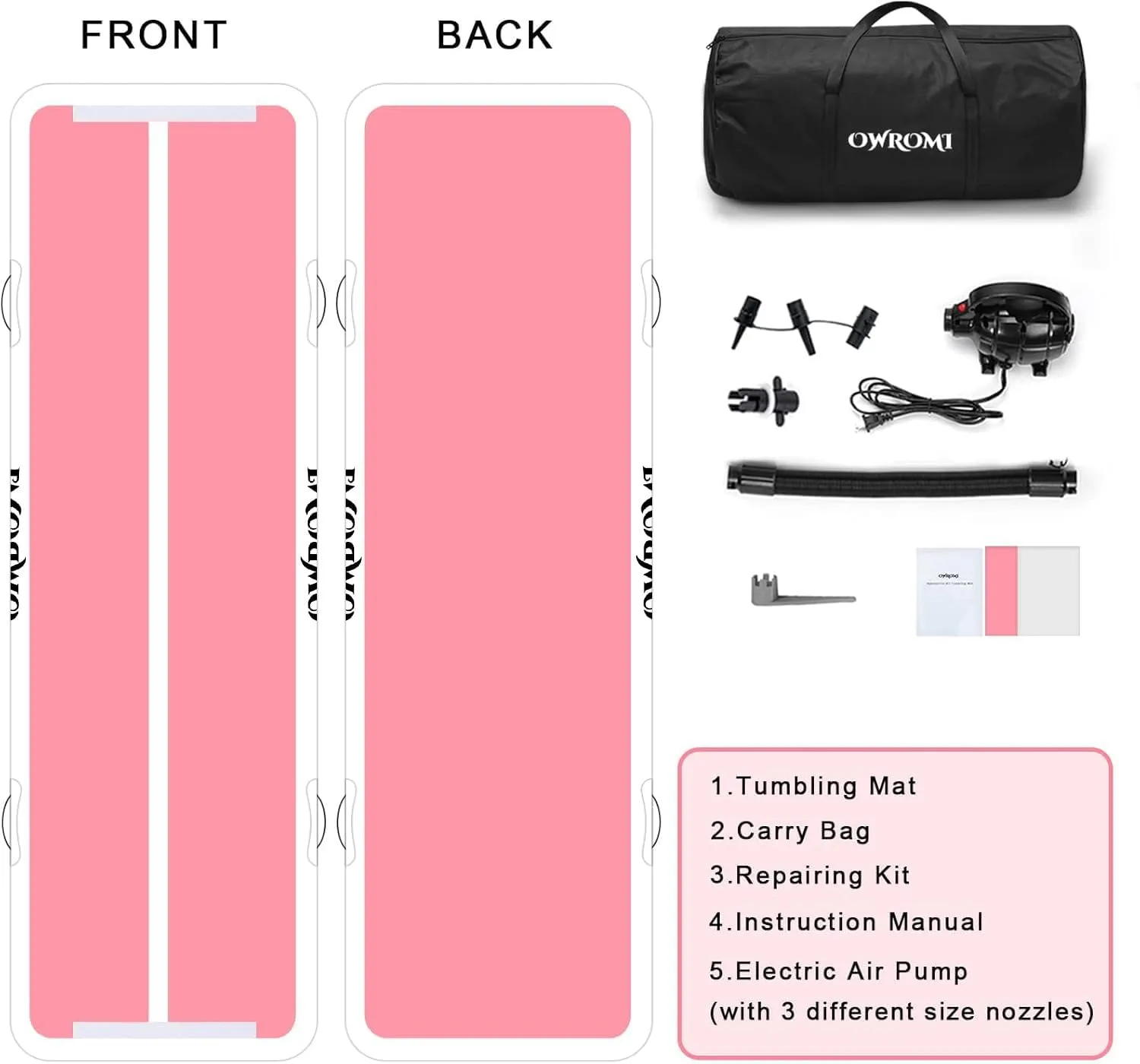 Inflatable Air Gymnastics Mats for Tumbling, 10ft/13ft/16ft/20ft Tumble Track Tumbling Mats for Kids, 4/8 Inches Thick Training Mat with Electric Pump Gymnastics Equipment for Kids Mat