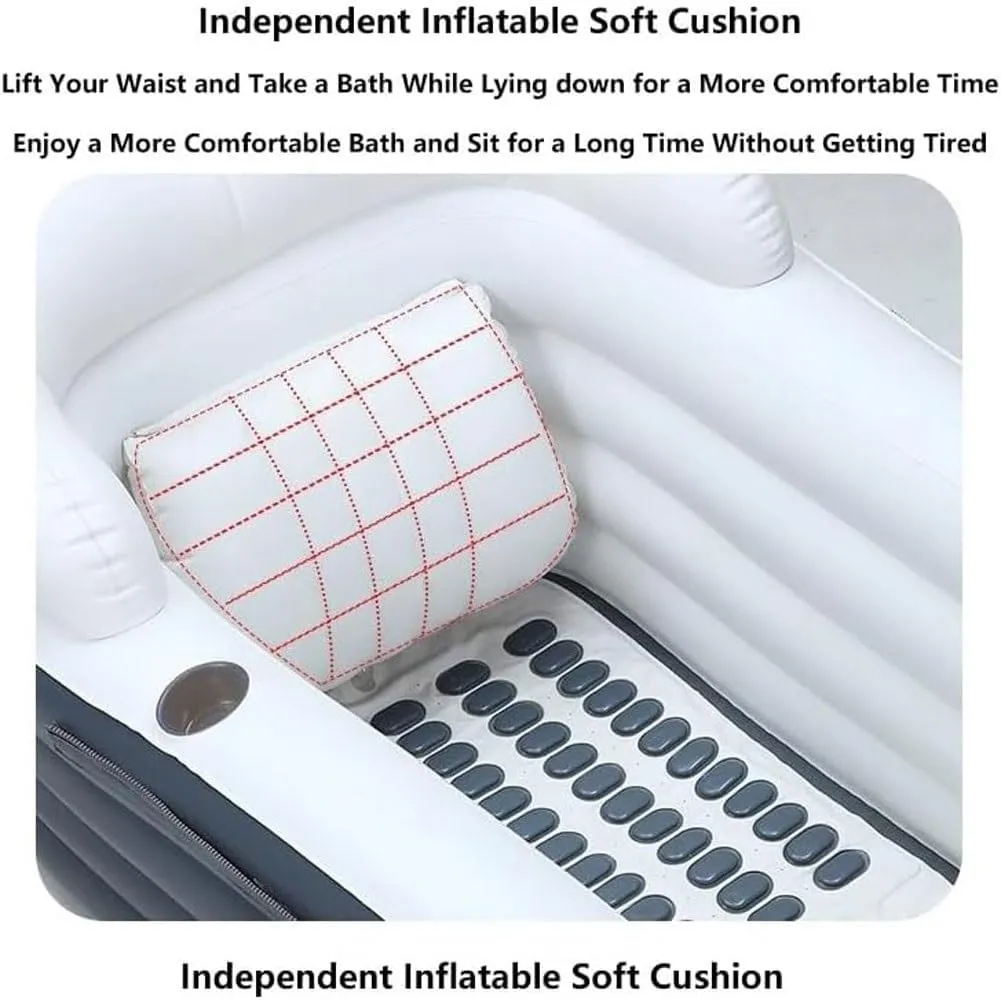 Inflatable Bathtub Bubble Massage Mat,Portable Adult Spa Bathtub with All-in-one Wavemaker and Air Pump,Adjustable Bubble Settings,Folding Surfing Massage Bathtub