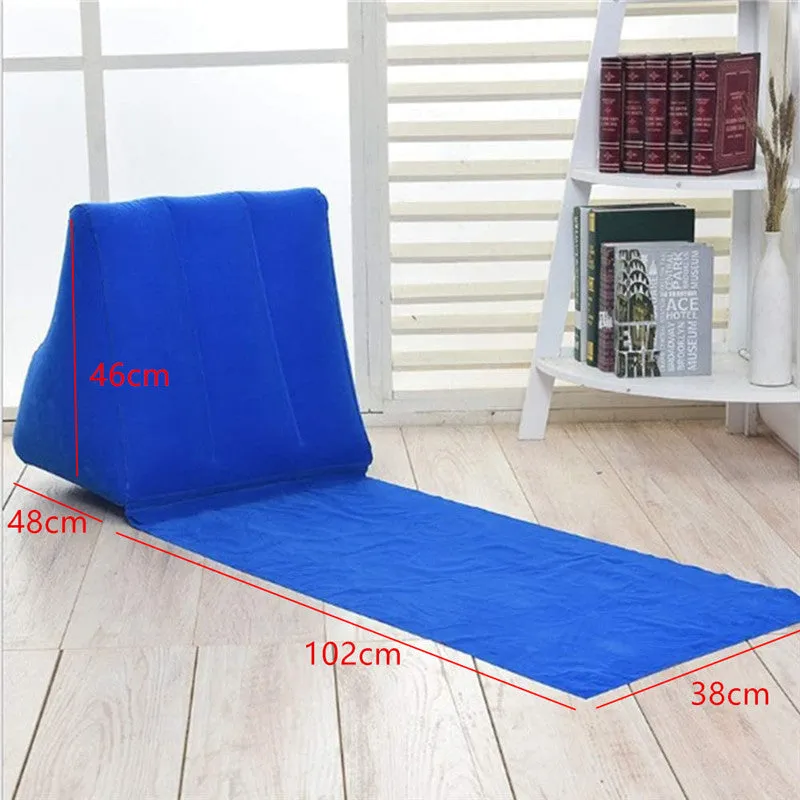 Inflatable Beach Lounger Foldable Soft Inflatable Beach Mat Festival Camping Leisure Lounger Back Pillow Cushion Chair Seat Air