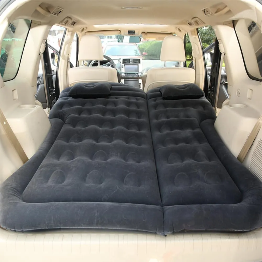 Inflatable Car Air Mattress Back Seat Bed,Car Thickened Camping Portable Travel Sleeping for Universal SU (Black) (Car Trunk mat)