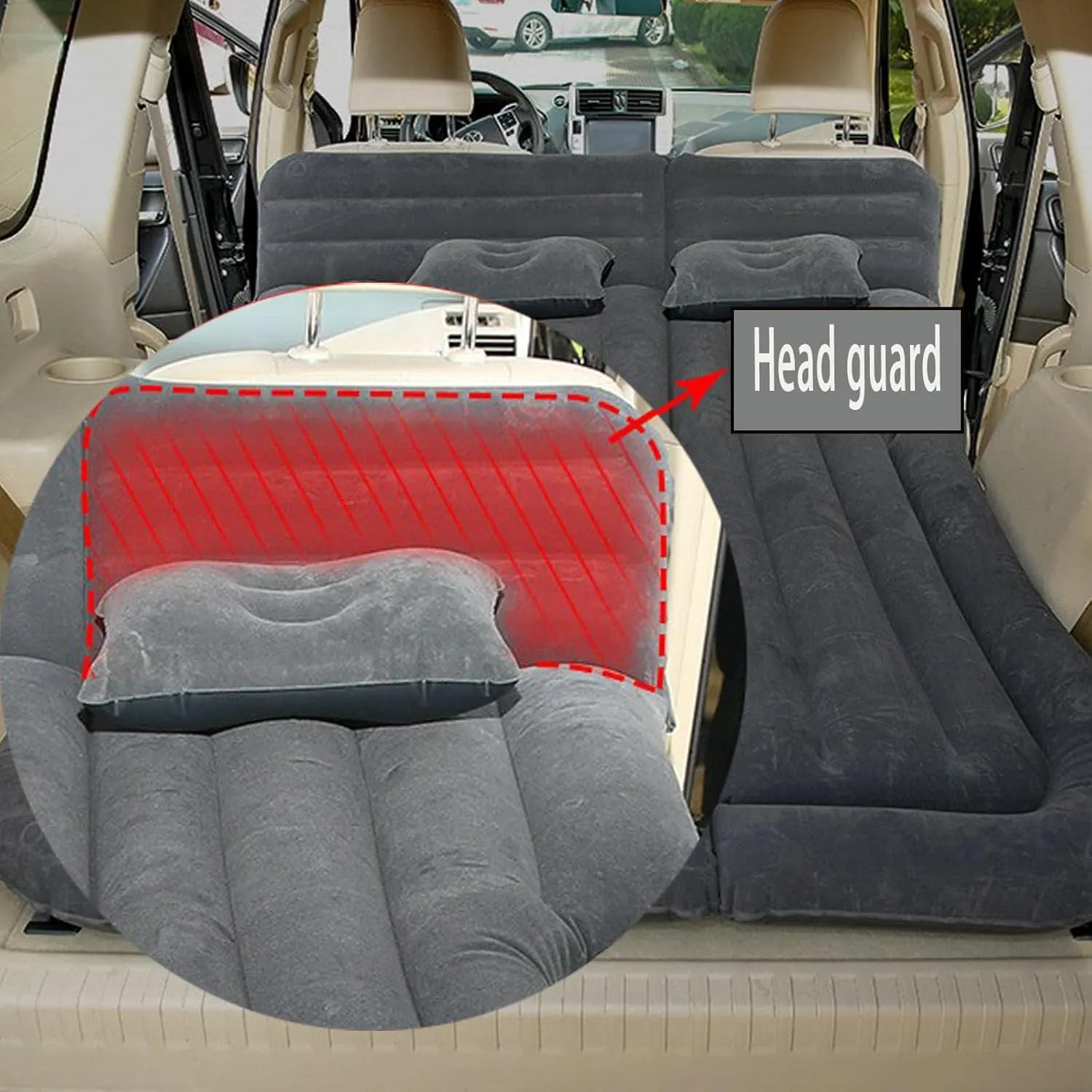Inflatable Car Air Mattress Back Seat Bed,Car Thickened Camping Portable Travel Sleeping for Universal SU (Black) (Car Trunk mat)